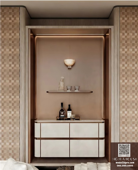 Modern Luxury Minibar Cabinet 3D Model – 3ds Max Corona Render Interior Scene_2238