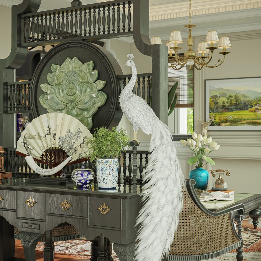 3Ds Max Indochine Living Room – Kitchen Interior Model Download By Nam Ngoc Dinh