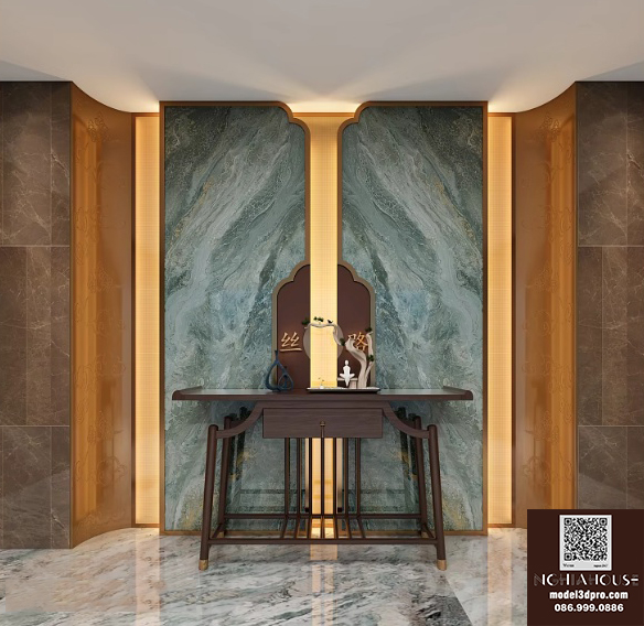 Modern Luxury Altar Room Interior Design with Marble Wall – Free 3ds Max Model Download_0449
