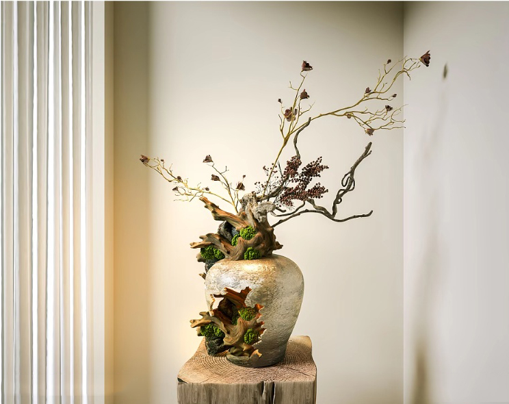 Free 3ds Max Vase Decoration Model – Rustic Wood and Branches Interior Scene_1652