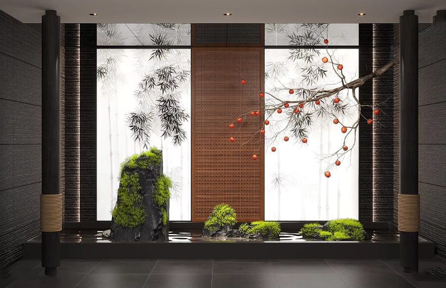 Japanese Zen Garden Interior Decoration 3D Model Free Download_6804