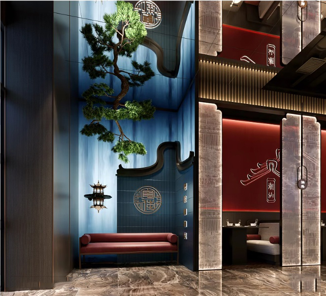 Luxury Asian Restaurant Interior Design 3D Model Free Download – Modern Oriental Reception Area for 3ds Max_9985