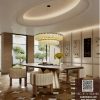 Luxury Dining Room Interior 3D Model – Modern Dining Table, Upholstered Chairs & Elegant Chandelier 3ds Max Corona_9672