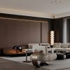 Modern Luxury Living Room Interior 3D Model – Dark Wood Contemporary Design 3ds Max + Corona Render Free Download_7803_CR