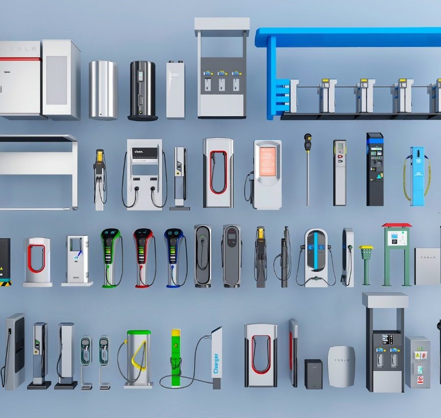 EV Charging Station 3ds Max Models – V-Ray Render Electric Vehicle Charger & Charging Equipment Collection