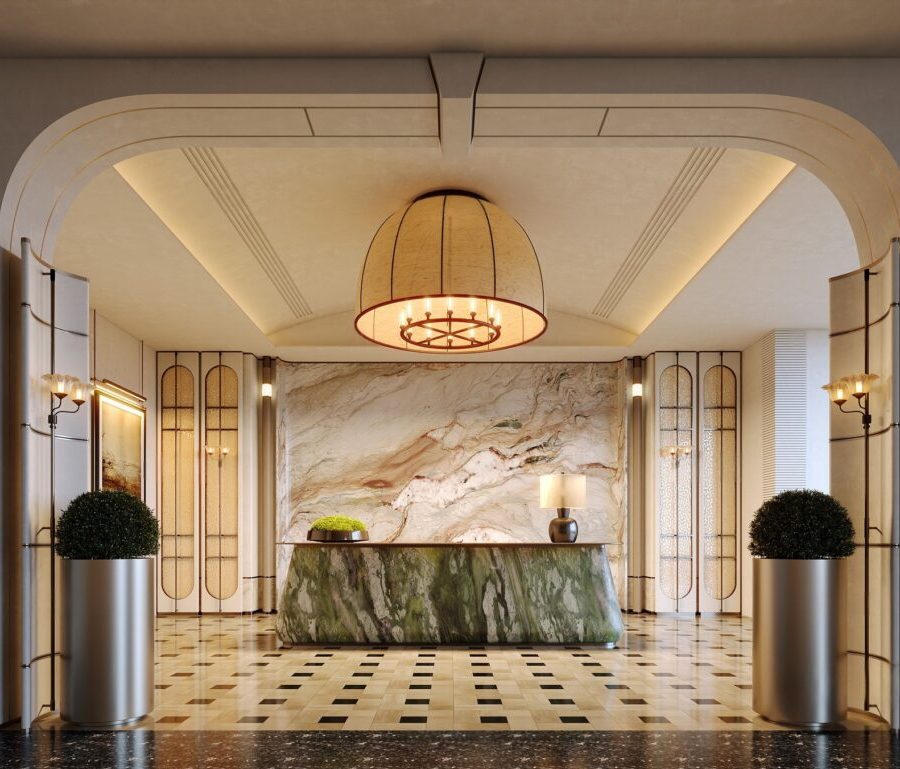 Free SketchUp Model – Luxury Hotel Lobby Reception Interior Modern Classic Design