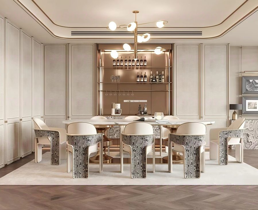 Luxury Dining Room Interior Design 3D Model – Modern Dining Table, Chairs & Bar Cabinet 3ds Max_4789_max