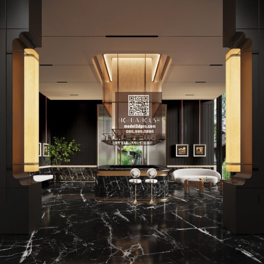 Luxury Hotel Lobby 3ds Max Model