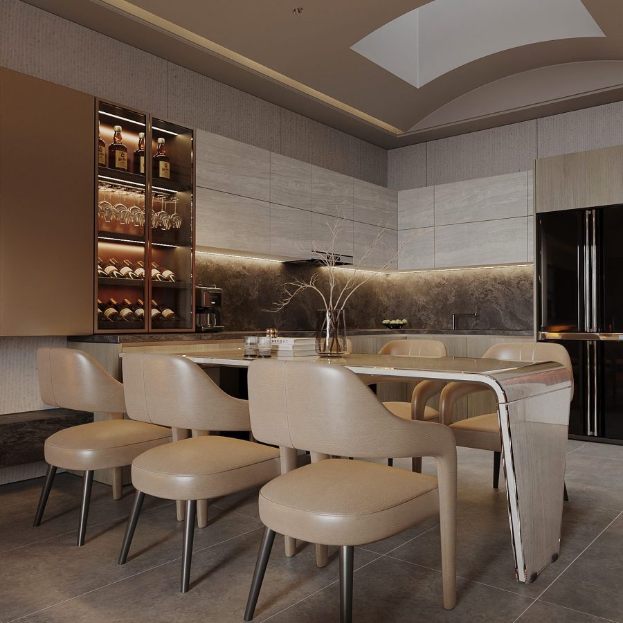 3Ds Max Living Room – Kitchen Interior Model Download
