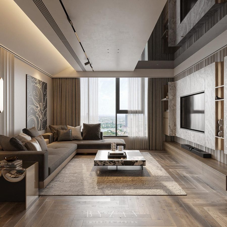3Ds Max Living Room – Kitchen Interior Model Download by Huy Vuong