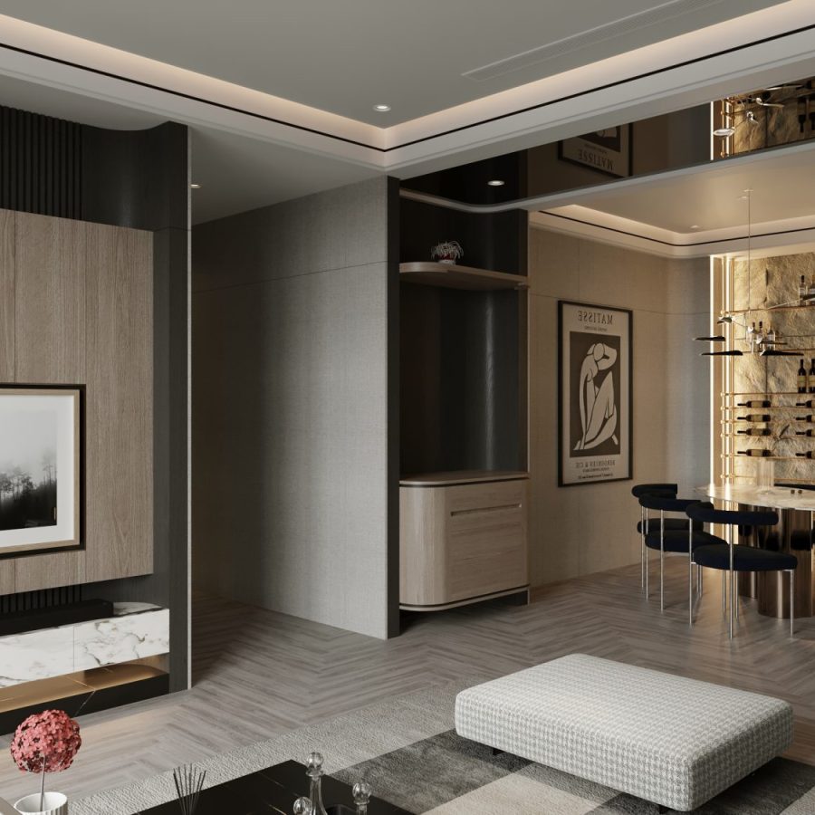 3Ds Max Living Room – Kitchen Interior Model Download by Tran Tien Viet