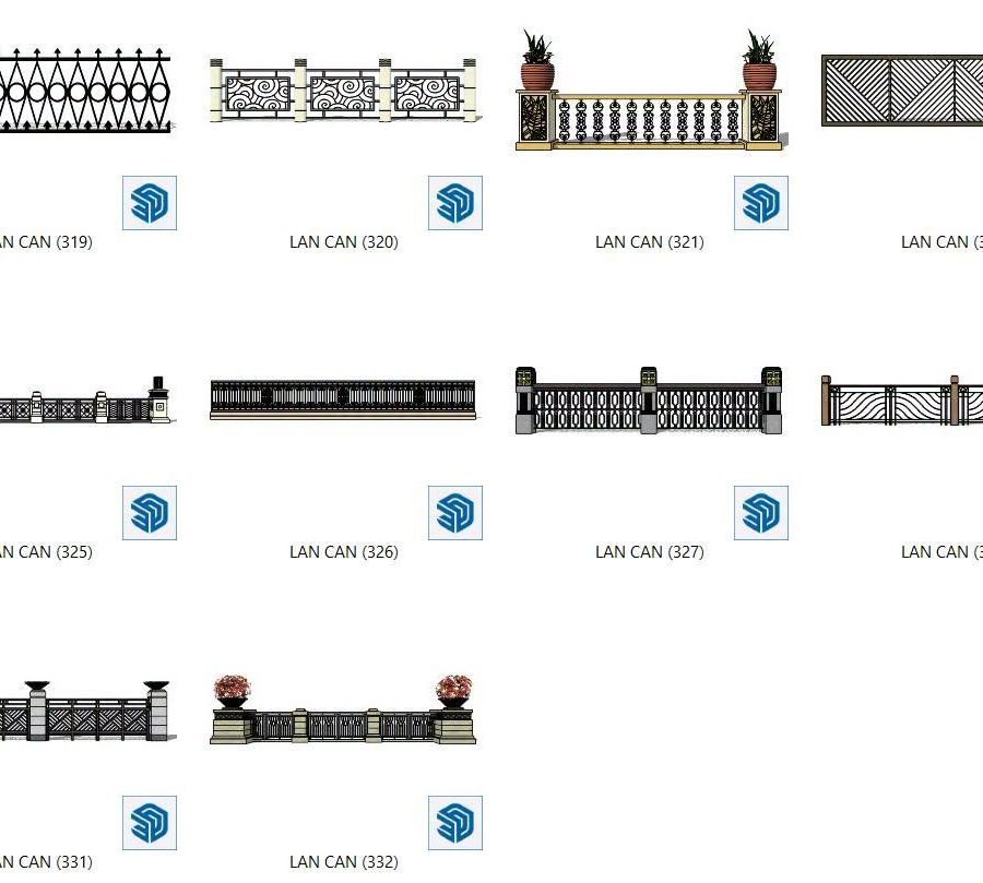 Free SketchUp Models – Iron Balcony Railing