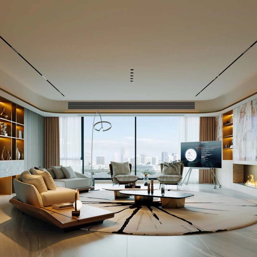 Living Room and Dining Room - 3D Interior Scene_CR