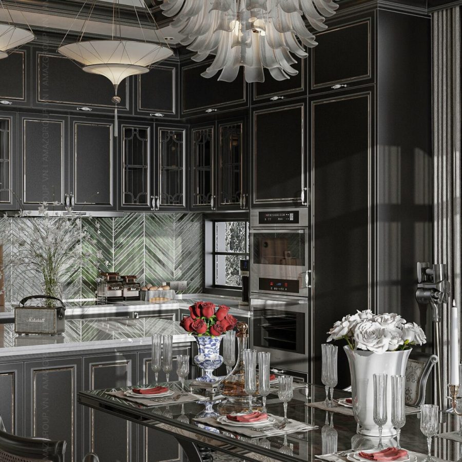 3D Indochine Living Room – Kitchen Interior Model Download by Tran Tien Viet
